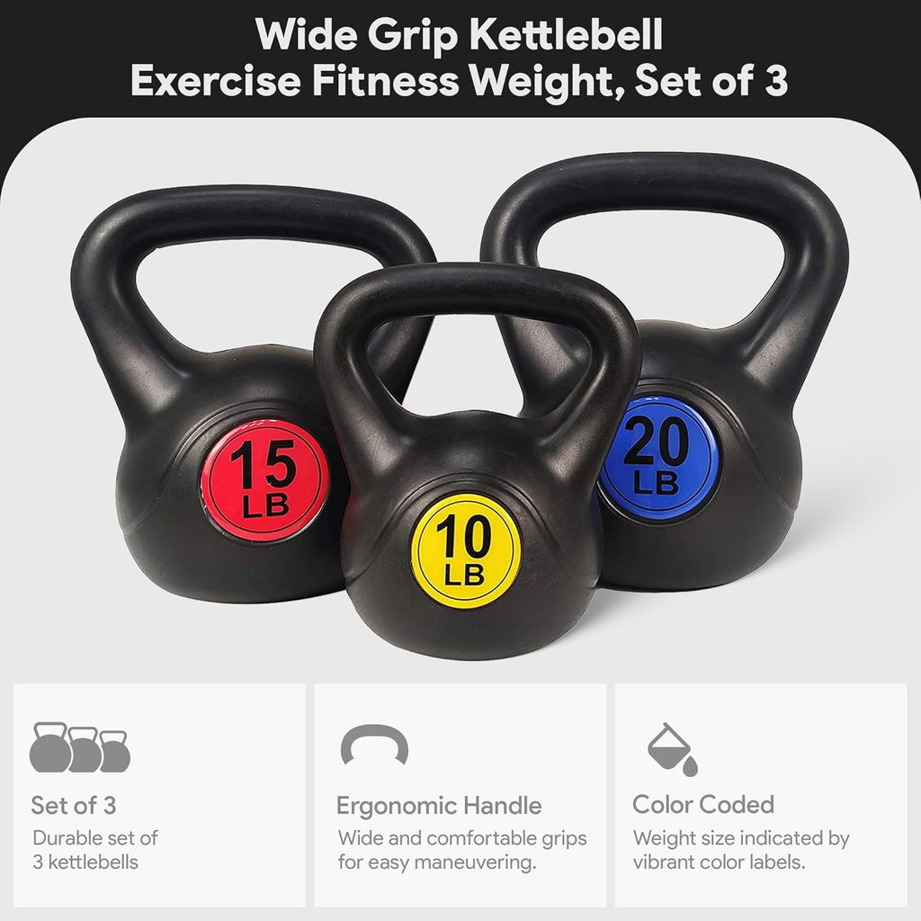 BalanceFrom Wide Grip Kettlebell Exercise Fitness Weight Set, Multiple Sizes