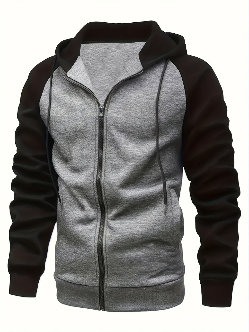 Color Block Men's Hooded Jacket Casual Long Sleeve Hoodies With Zipper Gym Sports Hooded Coat For Winter Fall