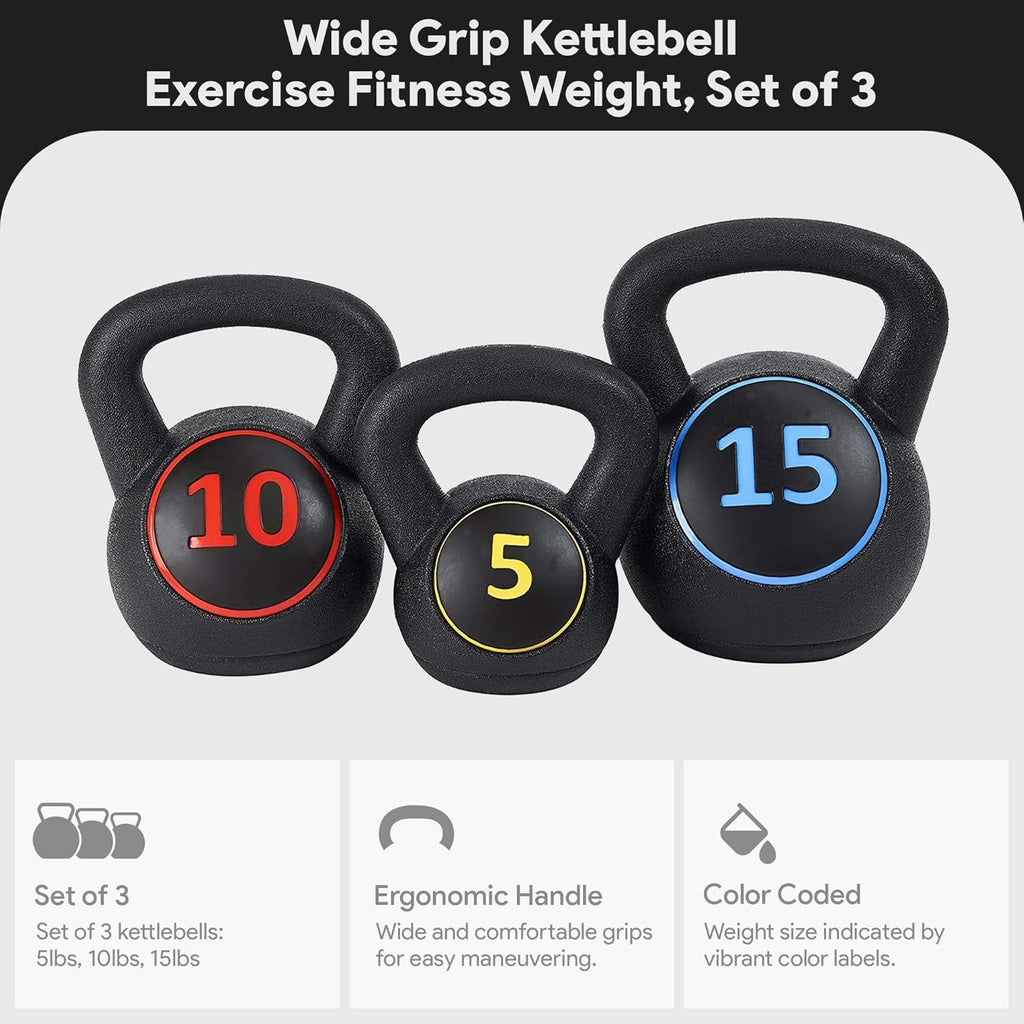 BalanceFrom Wide Grip Kettlebell Exercise Fitness Weight Set, Multiple Sizes
