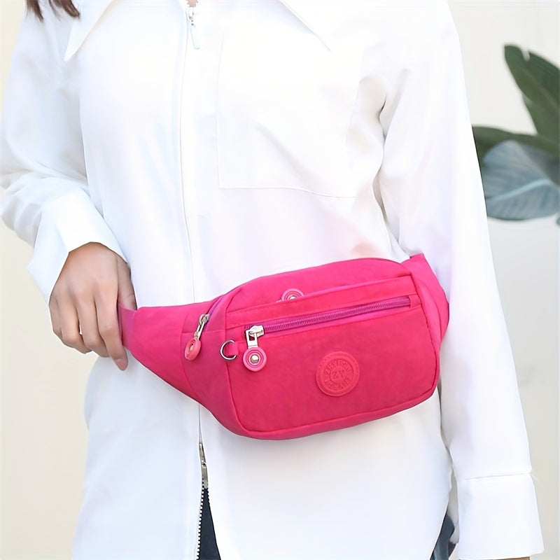 Trendy Letter Patch Waist Bag - Stylish, Water-Resistant Nylon Crossbody Phone Bag for Outdoor Adventures, Travel & Sports - Secure, Hands-Free Fanny Pack
