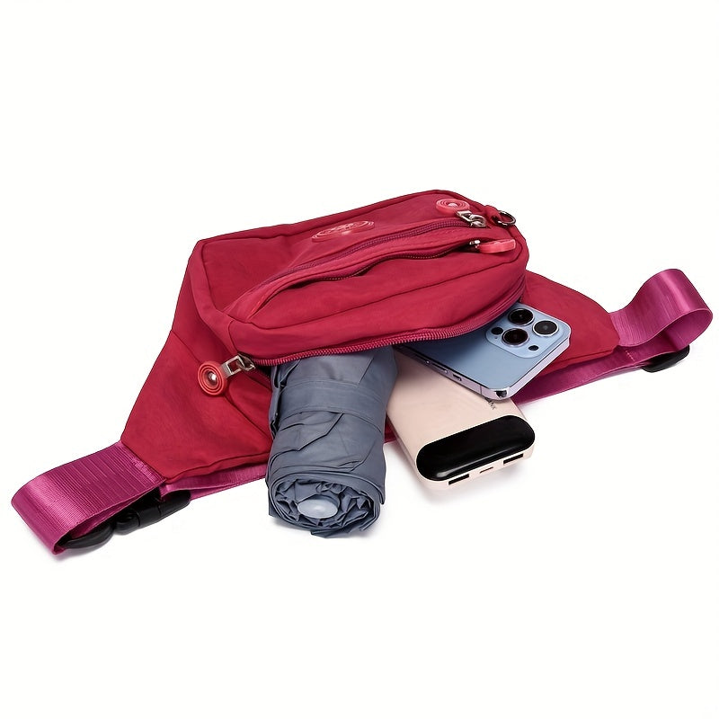 Trendy Letter Patch Waist Bag - Stylish, Water-Resistant Nylon Crossbody Phone Bag for Outdoor Adventures, Travel & Sports - Secure, Hands-Free Fanny Pack