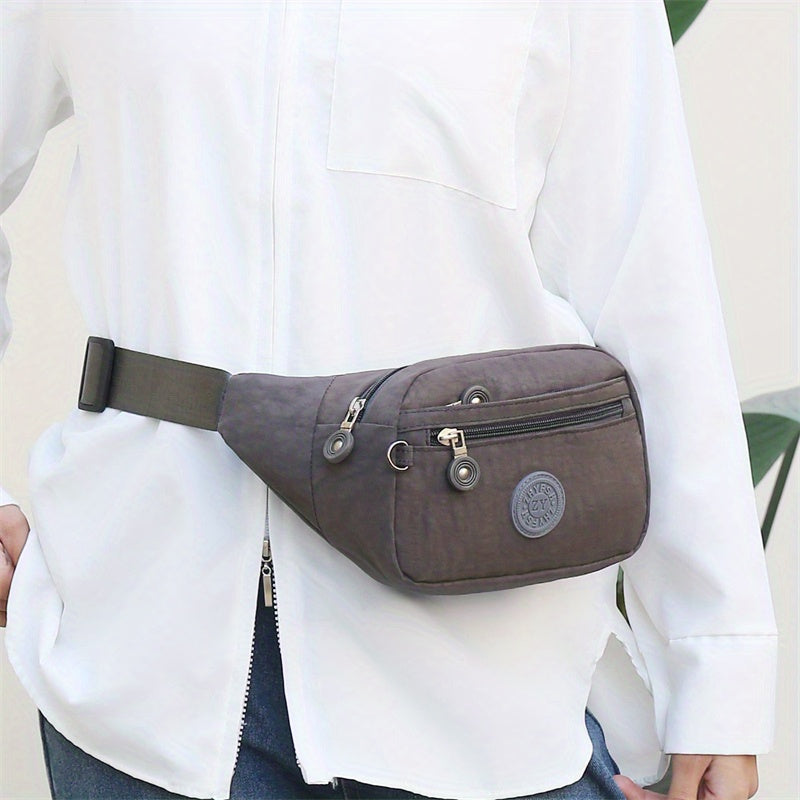Trendy Letter Patch Waist Bag - Stylish, Water-Resistant Nylon Crossbody Phone Bag for Outdoor Adventures, Travel & Sports - Secure, Hands-Free Fanny Pack