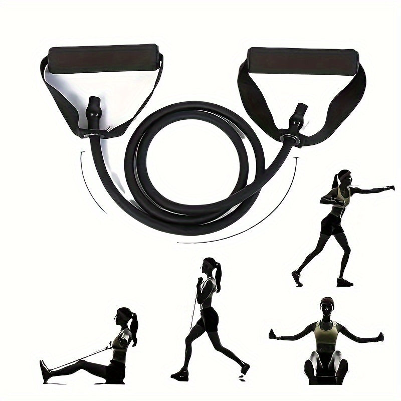 1pc Premium TPE Resistance Band - U-Shaped, Elastic Fitness Rope with Comfort Handles in Red/Green/Black - Ideal for Home Workouts & Strength Training