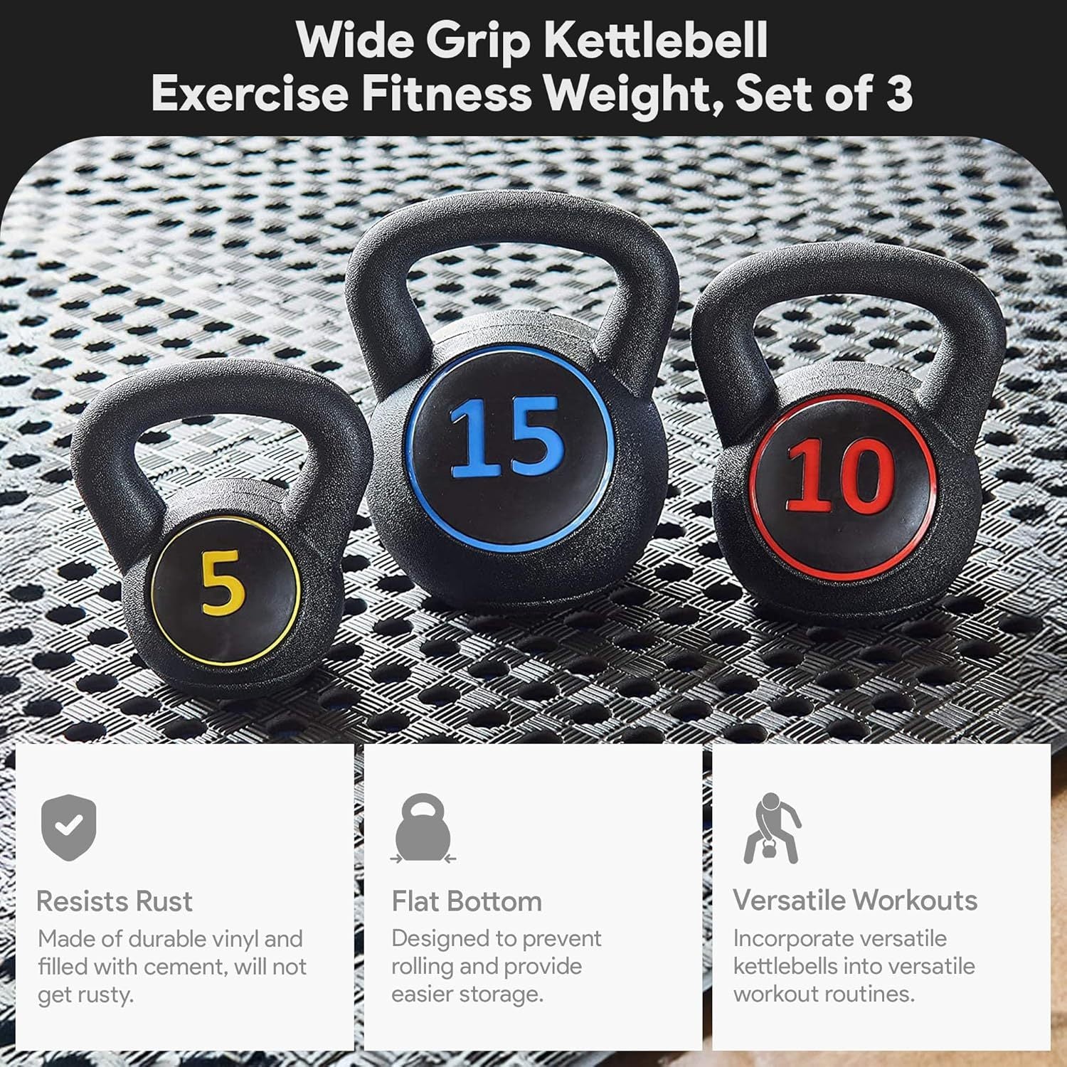 BalanceFrom Wide Grip Kettlebell Exercise Fitness Weight Set, Multiple Sizes