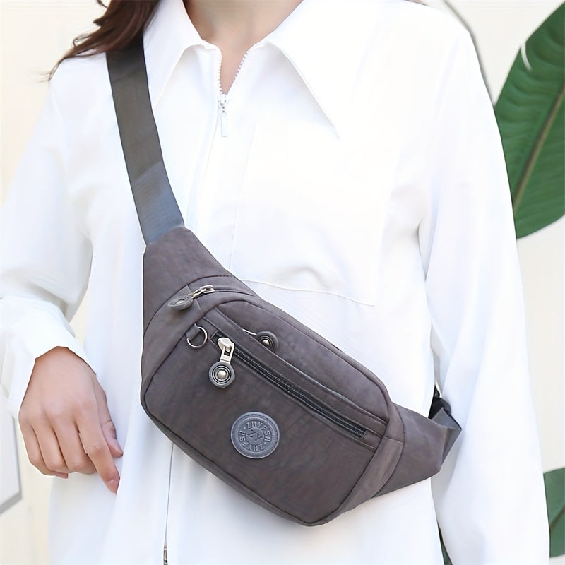 Trendy Letter Patch Waist Bag - Stylish, Water-Resistant Nylon Crossbody Phone Bag for Outdoor Adventures, Travel & Sports - Secure, Hands-Free Fanny Pack