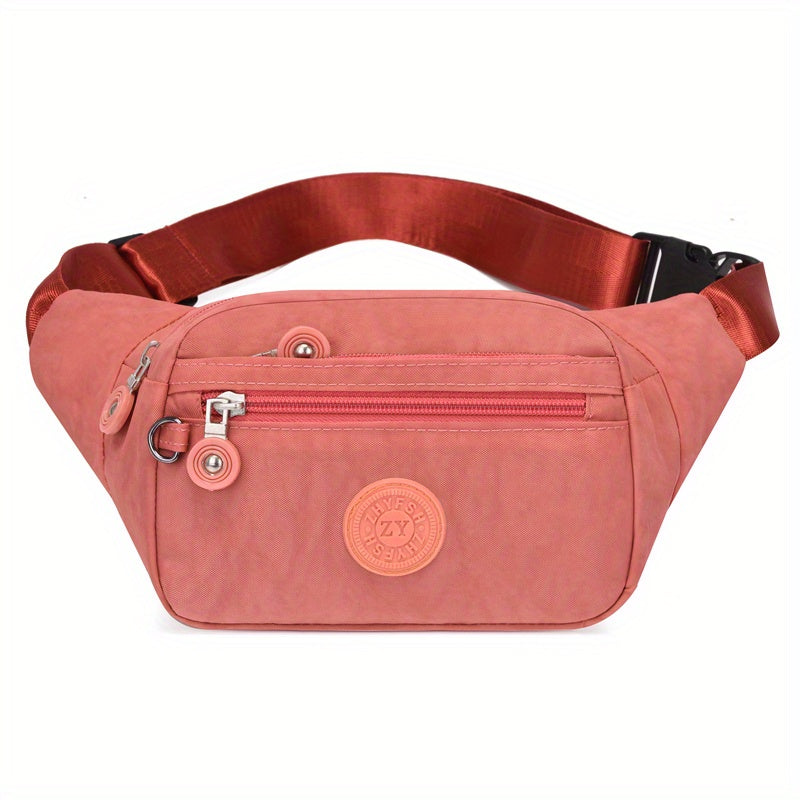 Trendy Letter Patch Waist Bag - Stylish, Water-Resistant Nylon Crossbody Phone Bag for Outdoor Adventures, Travel & Sports - Secure, Hands-Free Fanny Pack
