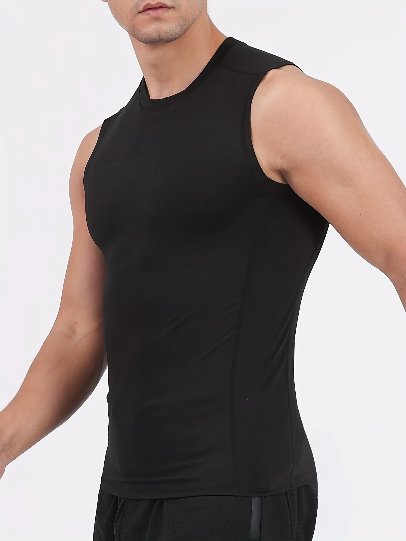 TELALEO 5-Pack Men'S Athletic Compression Shirts - Sleeveless Workout Tank Tops for Running, Basketball & Outdoor Activities, Breathable & Supportive Design, Black, White, Red, Blue, Sports Tank Tops