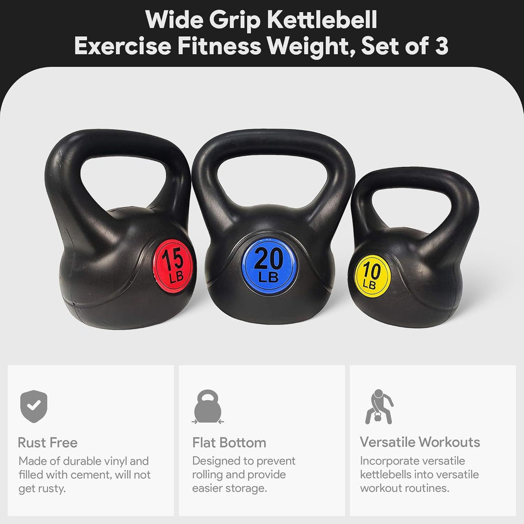 BalanceFrom Wide Grip Kettlebell Exercise Fitness Weight Set, Multiple Sizes