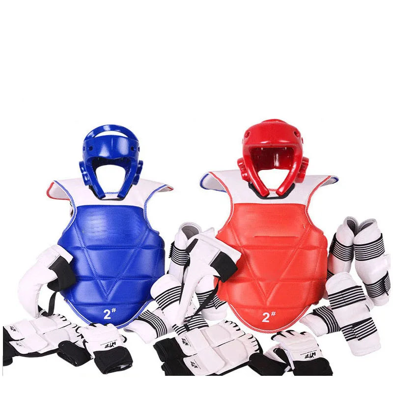 WTF Taekwondo Glvoes Karate Vest Body Protector Sparring Gear Arm Shin Chest Guard Helmet MMA Training Set Equipment kickboxing