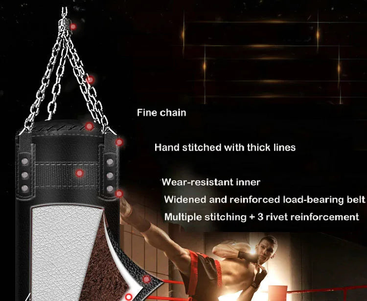Punching Boxing Bags with Upgrade Hook, Durable Leather Sandbag for Adults, Muay Thai, Taekwondo, Sanda, Boxing Training, 180 cm