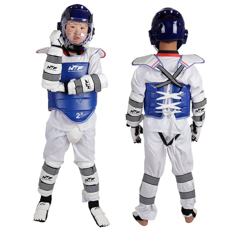 WTF Taekwondo Glvoes Karate Vest Body Protector Sparring Gear Arm Shin Chest Guard Helmet MMA Training Set Equipment kickboxing