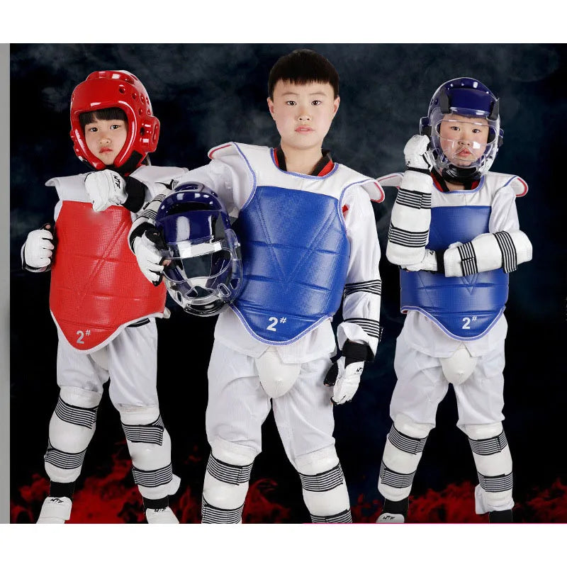 WTF Taekwondo Glvoes Karate Vest Body Protector Sparring Gear Arm Shin Chest Guard Helmet MMA Training Set Equipment kickboxing