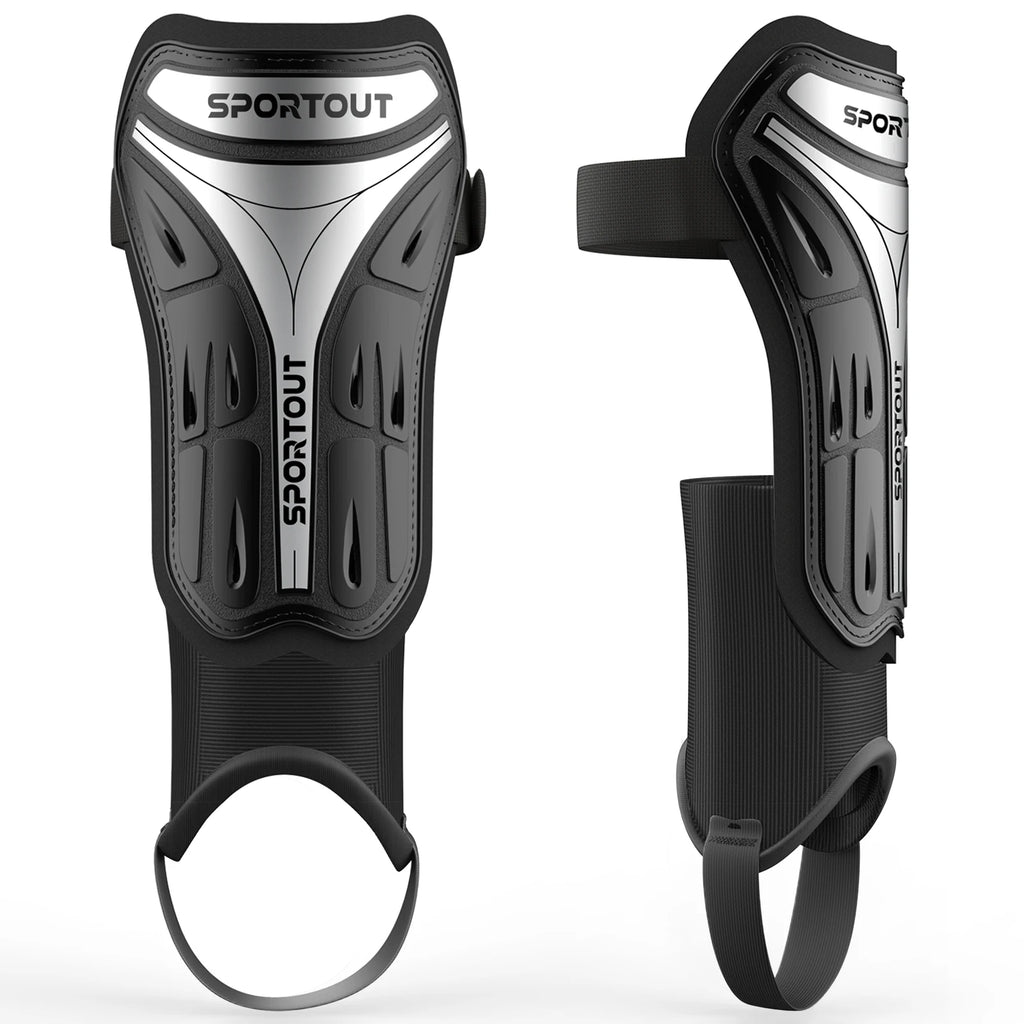 Sportout Soccer Shin Guards for Kids Adults, Youth Soccer Gear with Protective Hard Shell for Boys, Girls, and Mens. Soccer Shin