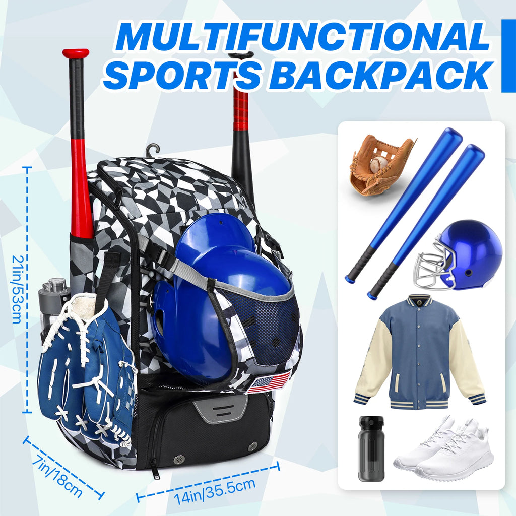 Baseball Equipment Bag Baseball Backpack with Shoe Compartment Softball Bat Bag for Youth Large Capacity Sport Baseball Backpack