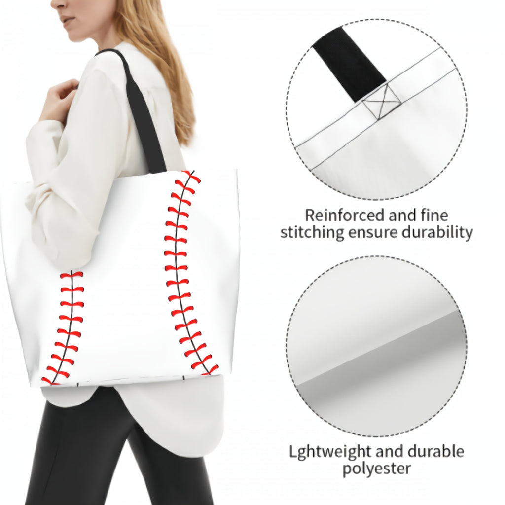 Baseball Extra Large Grocery Bag Reusable Tote Bag Shopping Travel Storage Tote Lightweight Washable Shoulder Bags Handbag