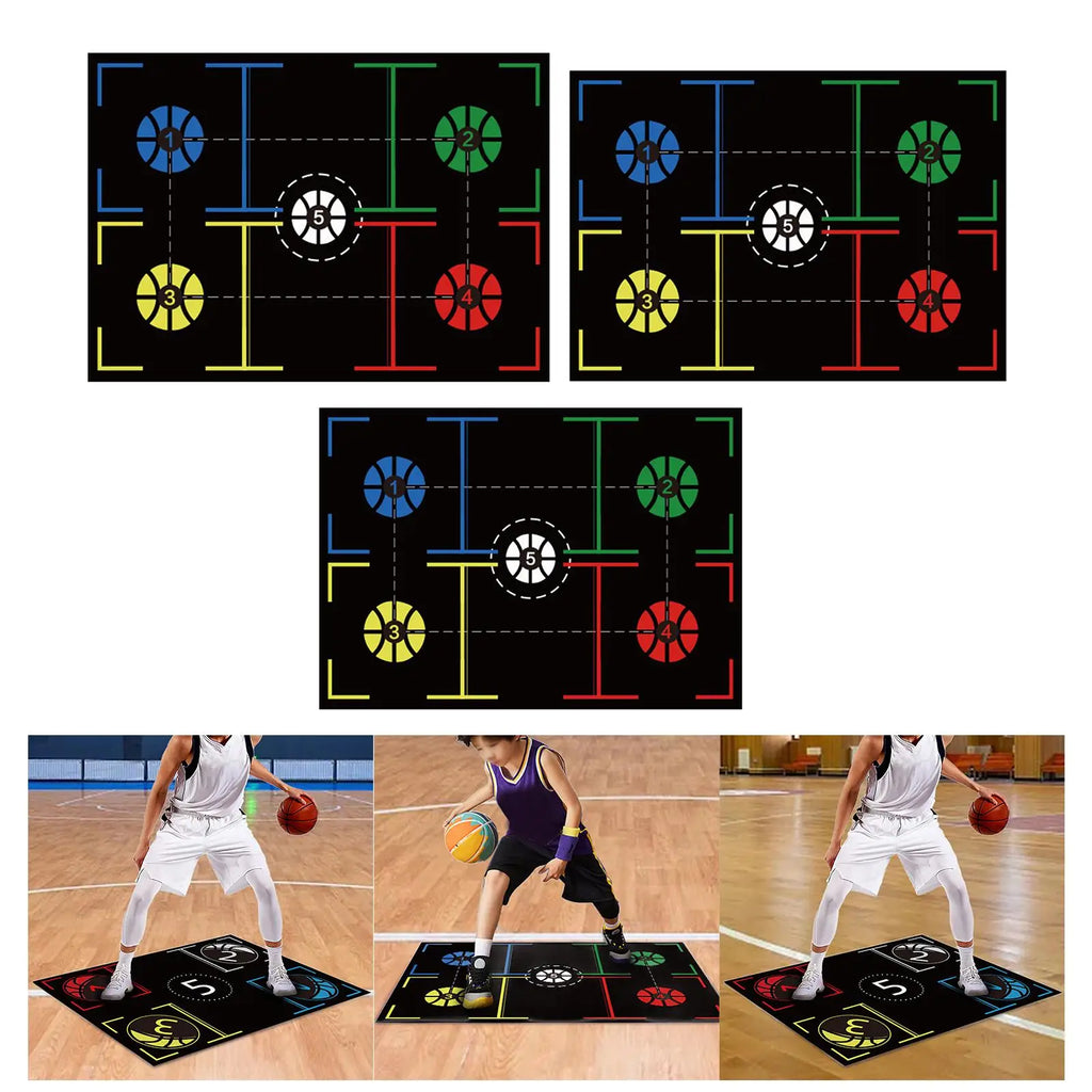 Basketball Training Mat Nonslip Mute Dribbling Ball Control Basketball Footstep Mat Basketball Footwork Mat for Kids Adults