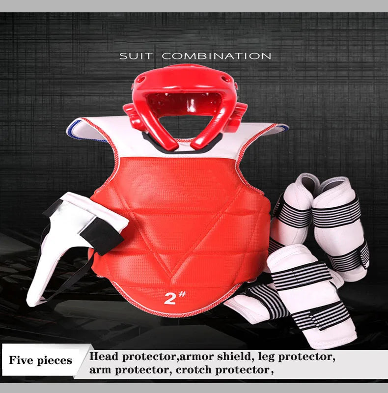 WTF Taekwondo Glvoes Karate Vest Body Protector Sparring Gear Arm Shin Chest Guard Helmet MMA Training Set Equipment kickboxing