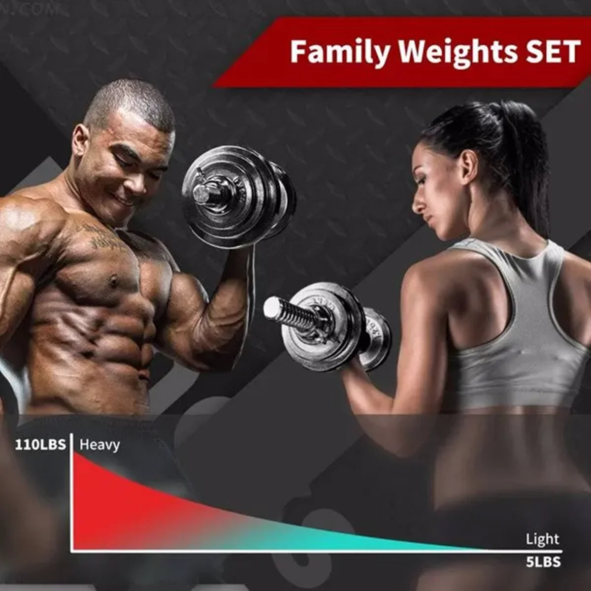 Adjustable Dumbbell Set With 3 in 1 Dumbbell Barbell Metal Connecting Rod, Chromed Weights Hardcover Gift Box