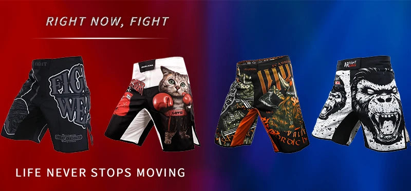 MMA Shorts Men Women Pro Style Fight Shorts for Muay Thai BJJ Training Quick Dry Split Design Jiu Jitsu Boxing Grappling Shorts