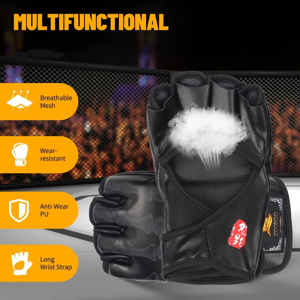 MMA Gloves Half-Finger for Men/Women for UFC Boxing Training Muay Thai Sparring Punching Bag Sanda Professional Fighting Mitts