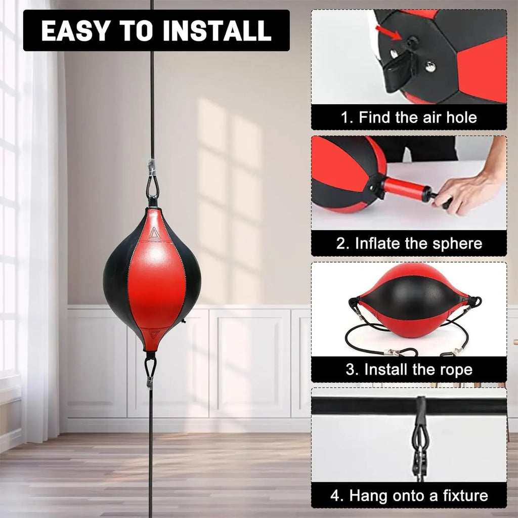 Training Boxing Double End Bag Flexible Punching Ball Hanging Elastic PU Leather Punching Bag for Gym Fitness Boxing Equipment