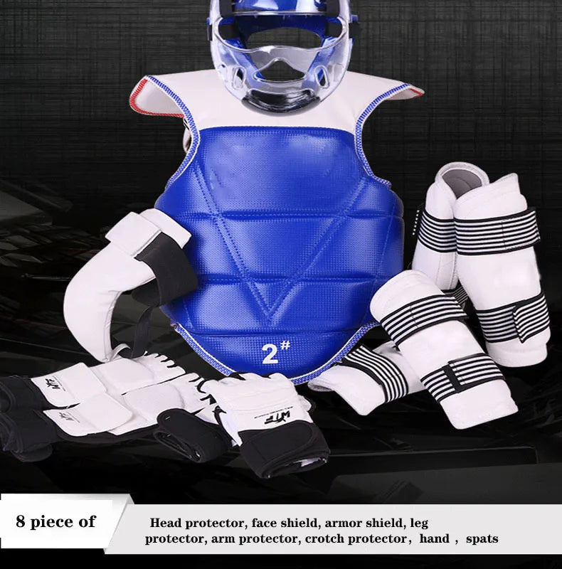 WTF Taekwondo Glvoes Karate Vest Body Protector Sparring Gear Arm Shin Chest Guard Helmet MMA Training Set Equipment kickboxing