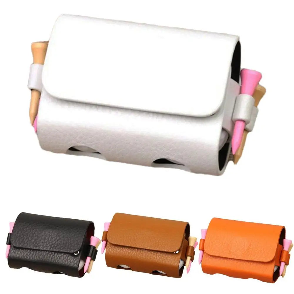 Golf Ball Bag Portable Waist Storage Bag Outdoor Pouch Bags Travel Case  PU Leather For Golf Sports Holds 2 Balls And 4 Golf Tee
