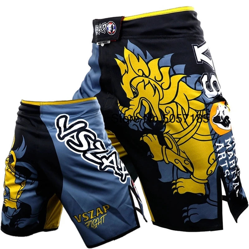 MMA Shorts Men's Boxing Pants VSZAP Kickboxing Training Grappling Shorts Gym Breathable Martial Arts Muay Thai Cage Fight Wear