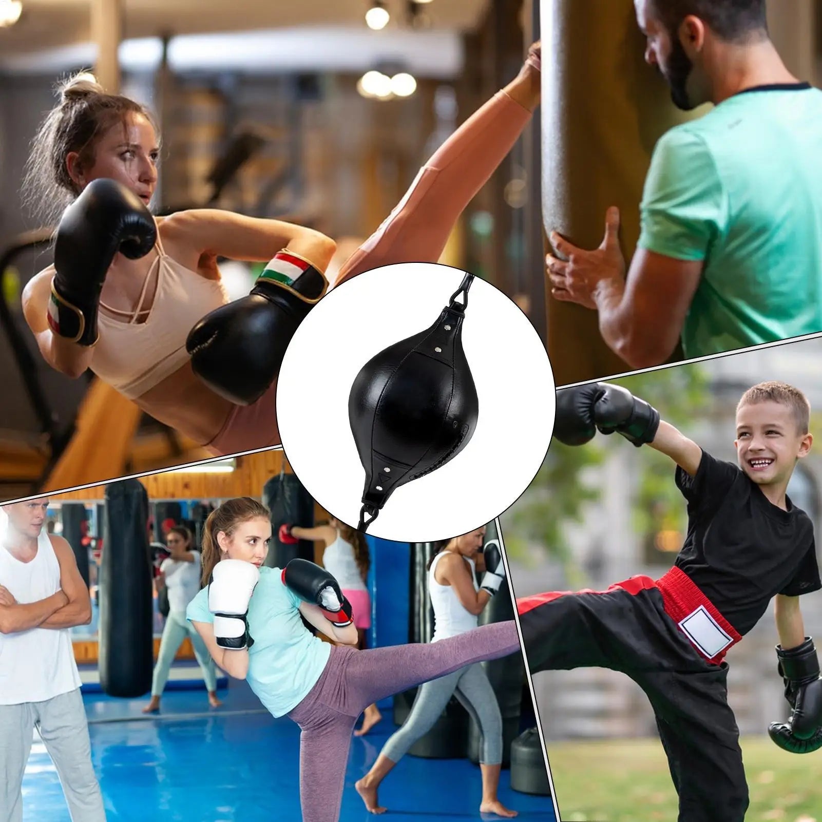 Training Boxing Double End Bag Flexible Punching Ball Hanging Elastic PU Leather Punching Bag for Gym Fitness Boxing Equipment