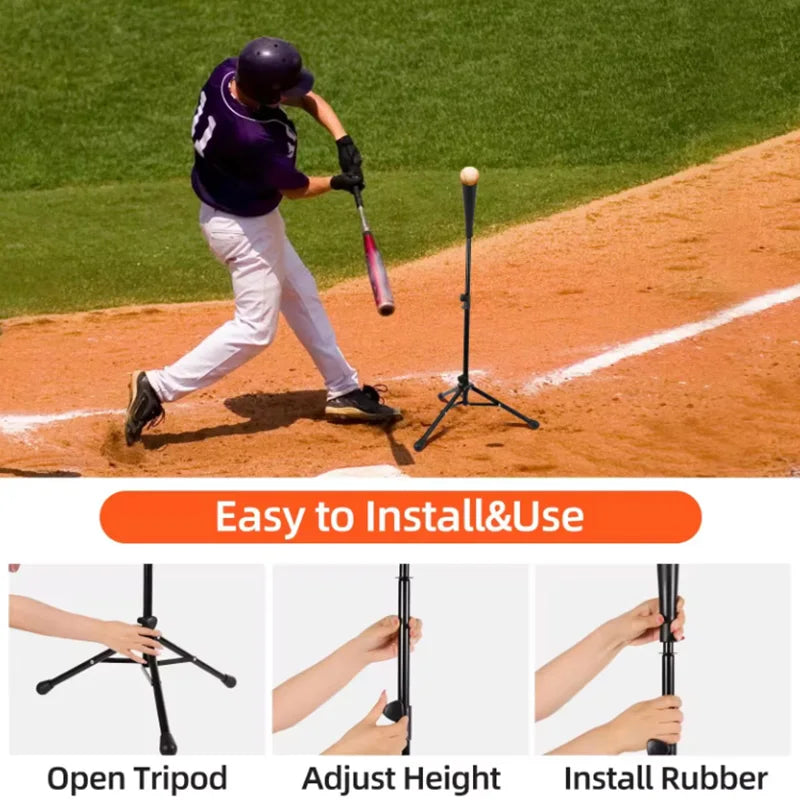 Baseball Batting Tee Tripod Adjustable Tripod Stand Tee for Hitting Training Practice Portable Foldable for Adult Kids Beginner