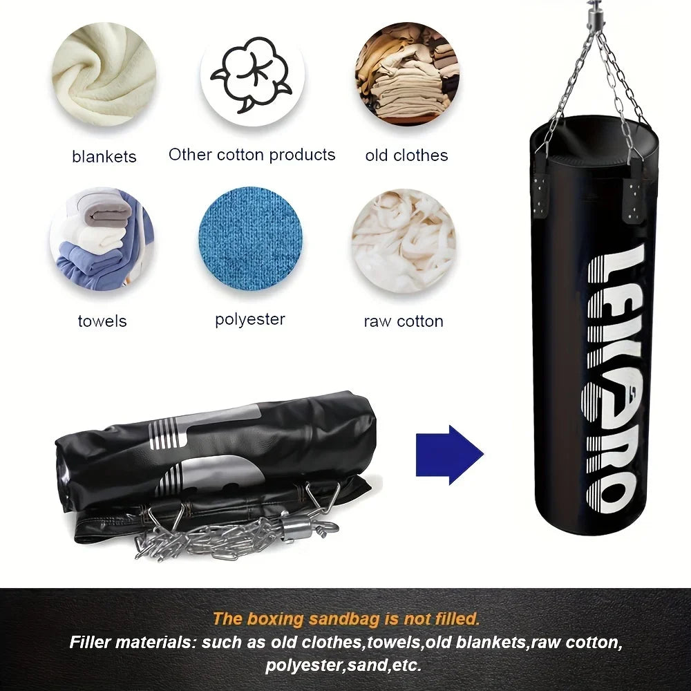 Heavy Duty Hanging Punching Bag (Unfilled) for Boxing, MMA, Kickboxing - Training Punching Bag with Gloves - Gift for Boxing Lov