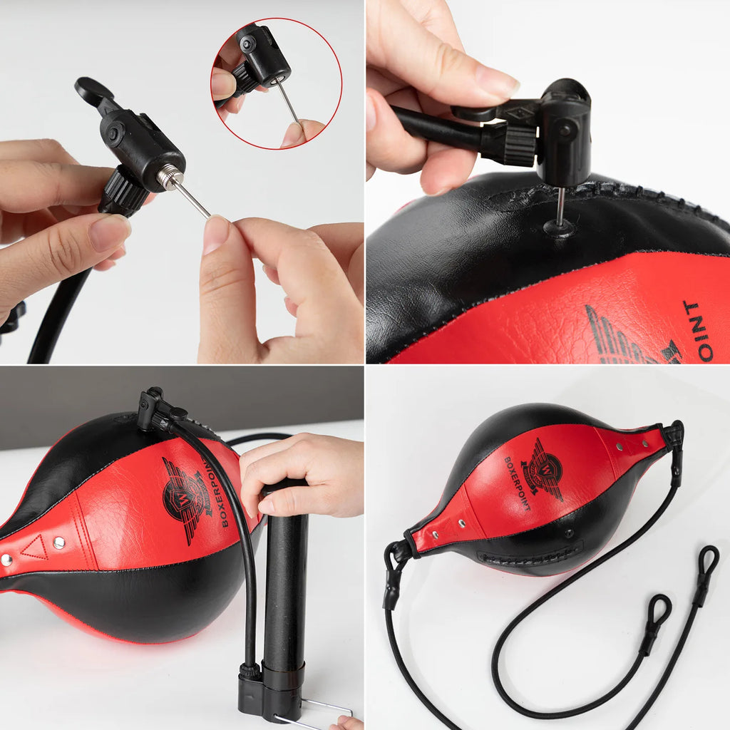 Training Boxing Double End Bag Flexible Punching Ball Hanging Elastic PU Leather Punching Bag for Gym Fitness Boxing Equipment