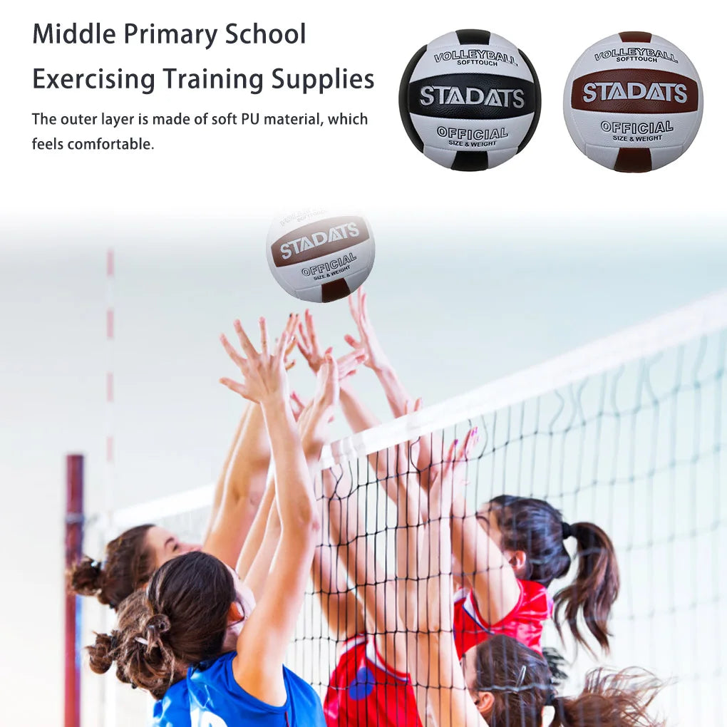 Size 5 Volleyball Professional Volleyballs Middle Primary School Training Soft PU Leak-proof Beach Balls Coffee