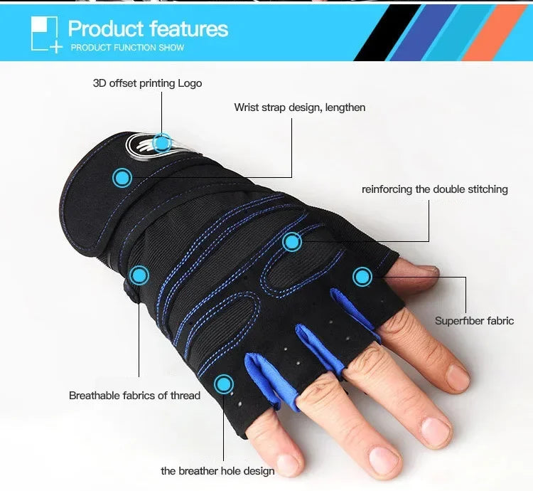 Fitness Half Finger Gloves Men and Women Wrist Guard Sports Dumbbell Riding Non Slip Horizontal Bar Exercise Training Hunting