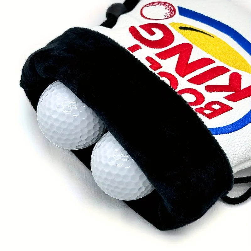 Fashionable golf valuable item white bag, golf bag with drawstring closure, golf handbag, portable golf bag