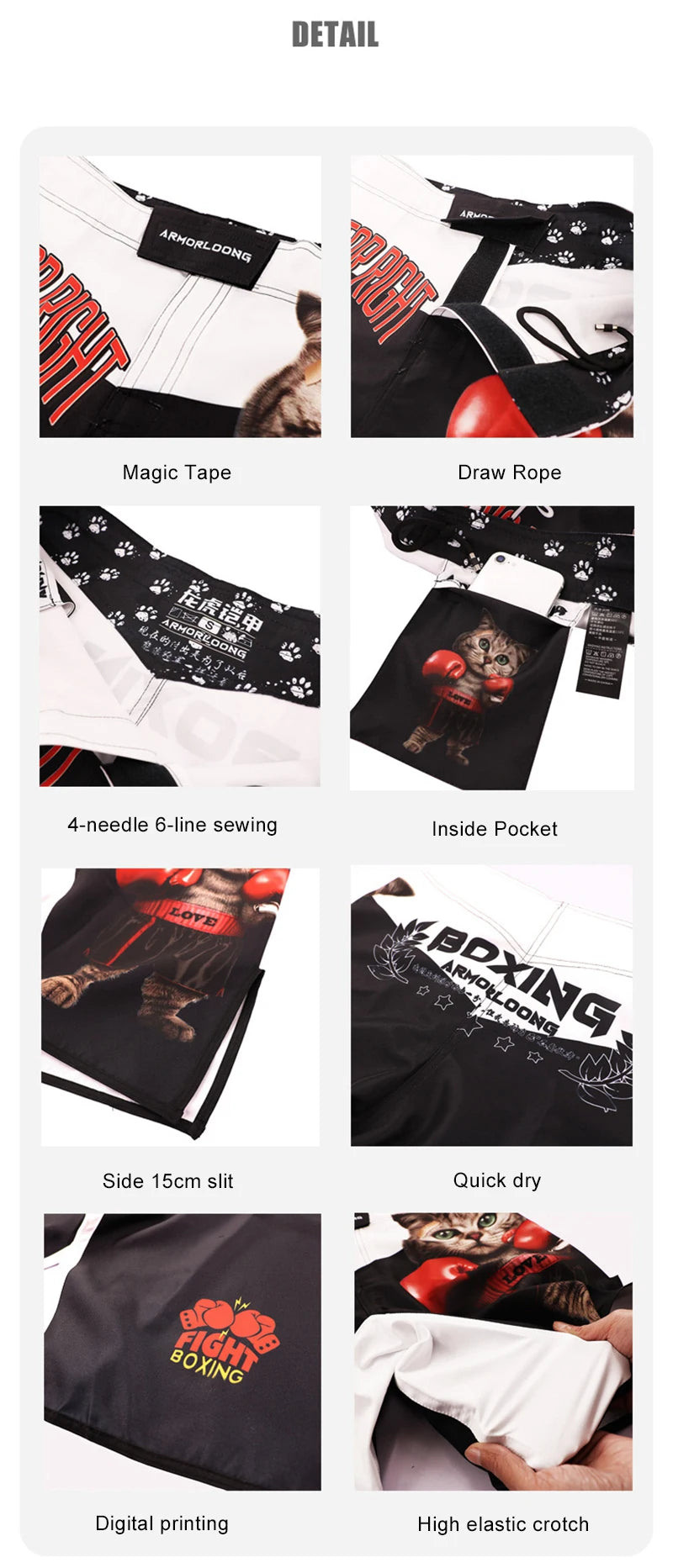MMA Pants Combat Boxing Shorts for Men Women Fitness Gym Sports Jiu-Jitsu Kickboxing Muay Thai Shorts Crossfit BJJ Fight Wear