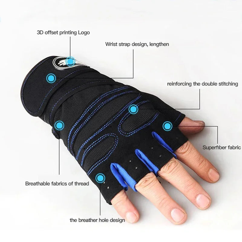 Fitness Half Finger Gloves Men and Women Wrist Guard Sports Dumbbell Riding Non Slip Horizontal Bar Exercise Training Hunting
