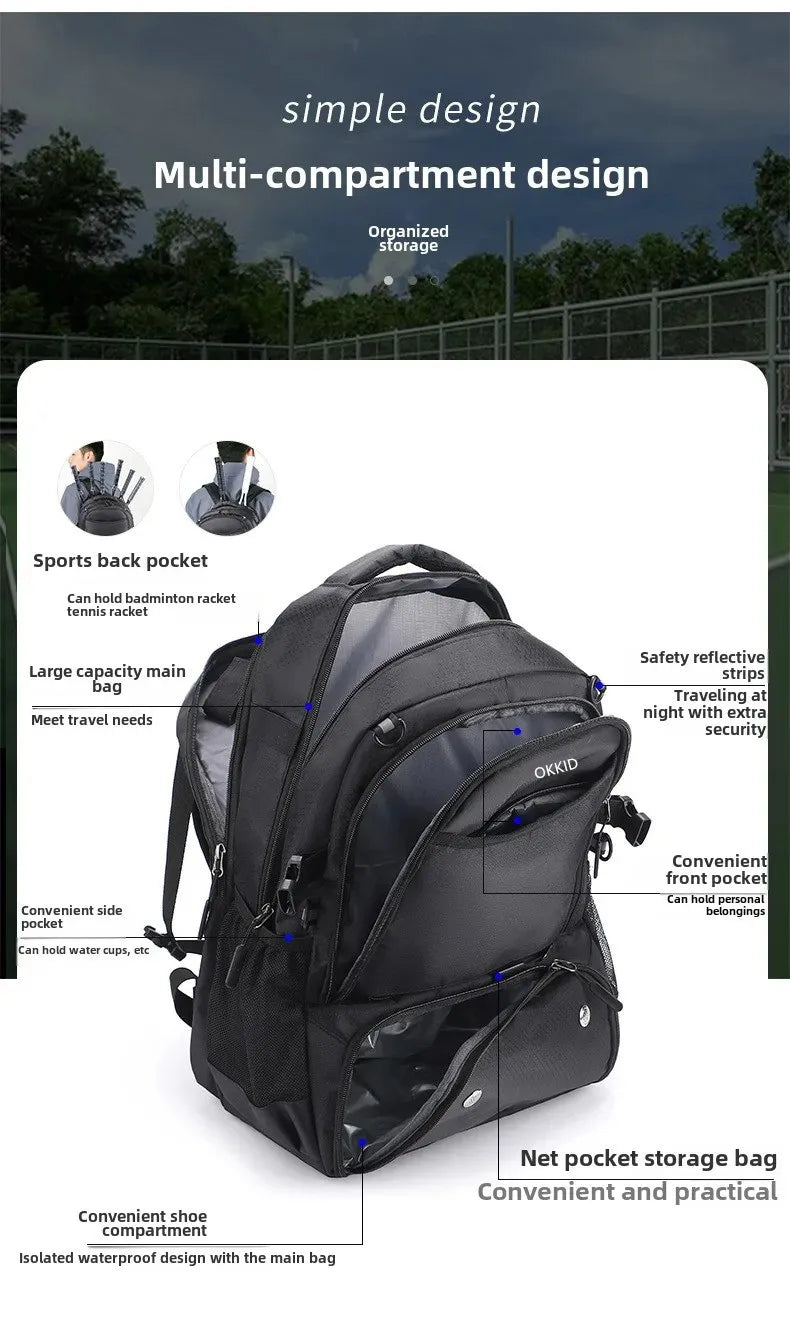 Basketball Backpack Football bag Large Sports Bag with Separate Ball Holder & Shoes Compartment, Best for Basketball, Soccer,Gym