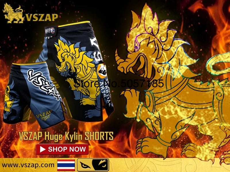 MMA Shorts Men's Boxing Pants VSZAP Kickboxing Training Grappling Shorts Gym Breathable Martial Arts Muay Thai Cage Fight Wear