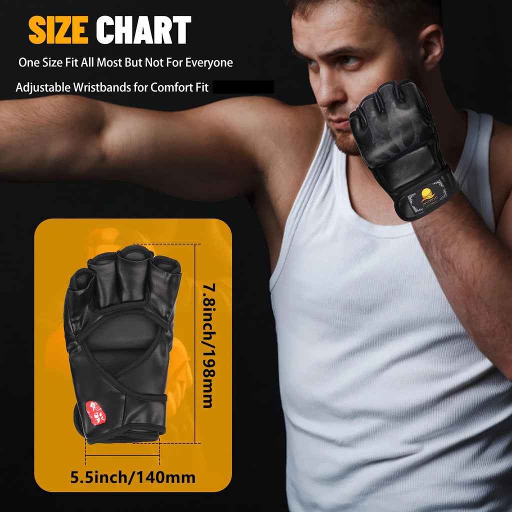 MMA Gloves Half-Finger for Men/Women for UFC Boxing Training Muay Thai Sparring Punching Bag Sanda Professional Fighting Mitts