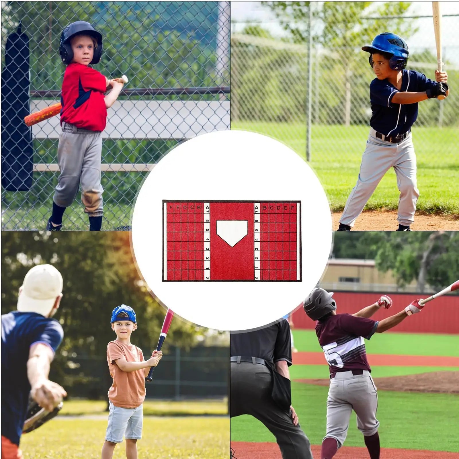 Baseball and Softball Hitting Mat with Non-Slip Backing High-Visibility Stance Guide Cushioned Surface for Batting Practice