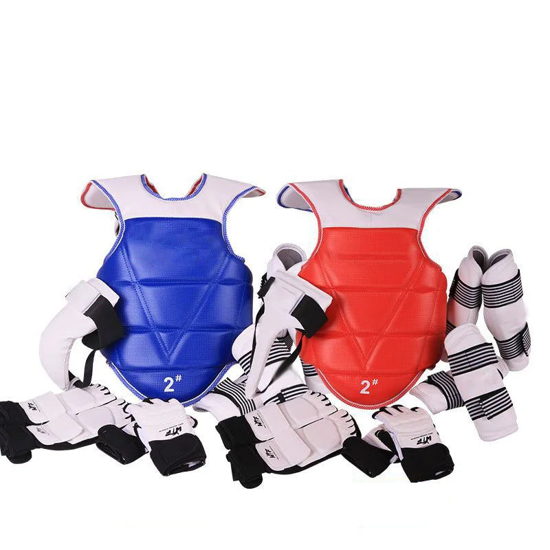 WTF Taekwondo Glvoes Karate Vest Body Protector Sparring Gear Arm Shin Chest Guard Helmet MMA Training Set Equipment kickboxing