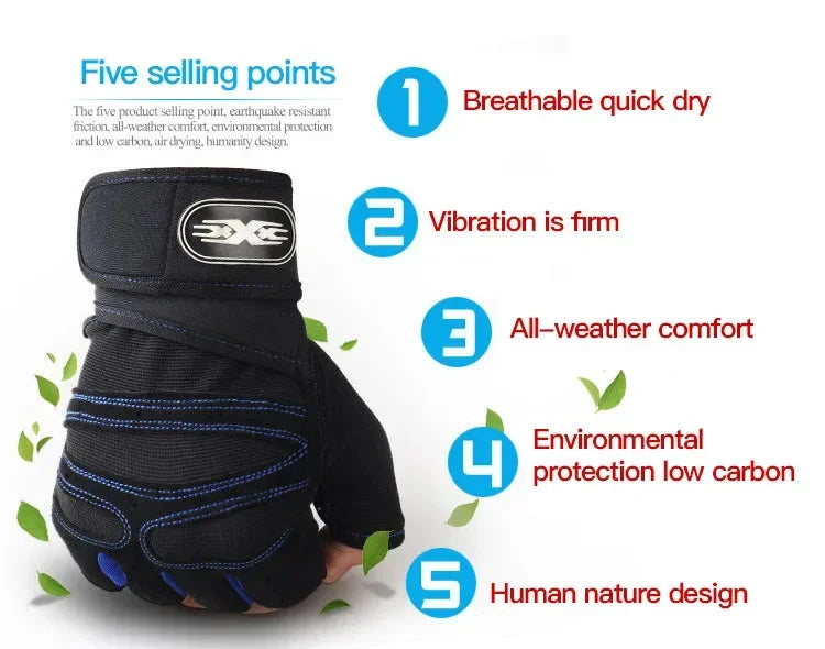 Fitness Half Finger Gloves Men and Women Wrist Guard Sports Dumbbell Riding Non Slip Horizontal Bar Exercise Training Hunting