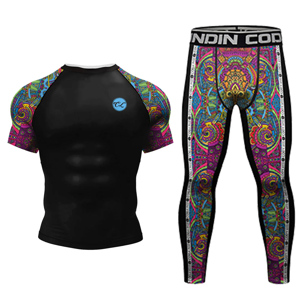 MMA Rashguard T Shirts+Pants Rash Guard Shorts BJJ Tracksuit Boxing Jerseys Muay Thai MMA Compression Men Kickboxing Sport Sets