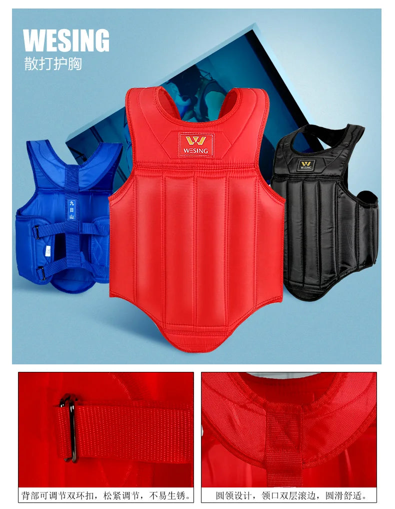 Wesing Wushu Sanda Kickboxing Protection 6 pcs Set Gear Boxing Sand Chest Head Protective Gear
