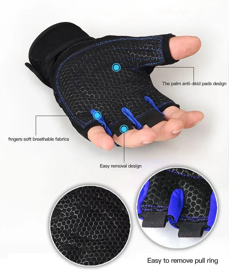 Fitness Half Finger Gloves Men and Women Wrist Guard Sports Dumbbell Riding Non Slip Horizontal Bar Exercise Training Hunting