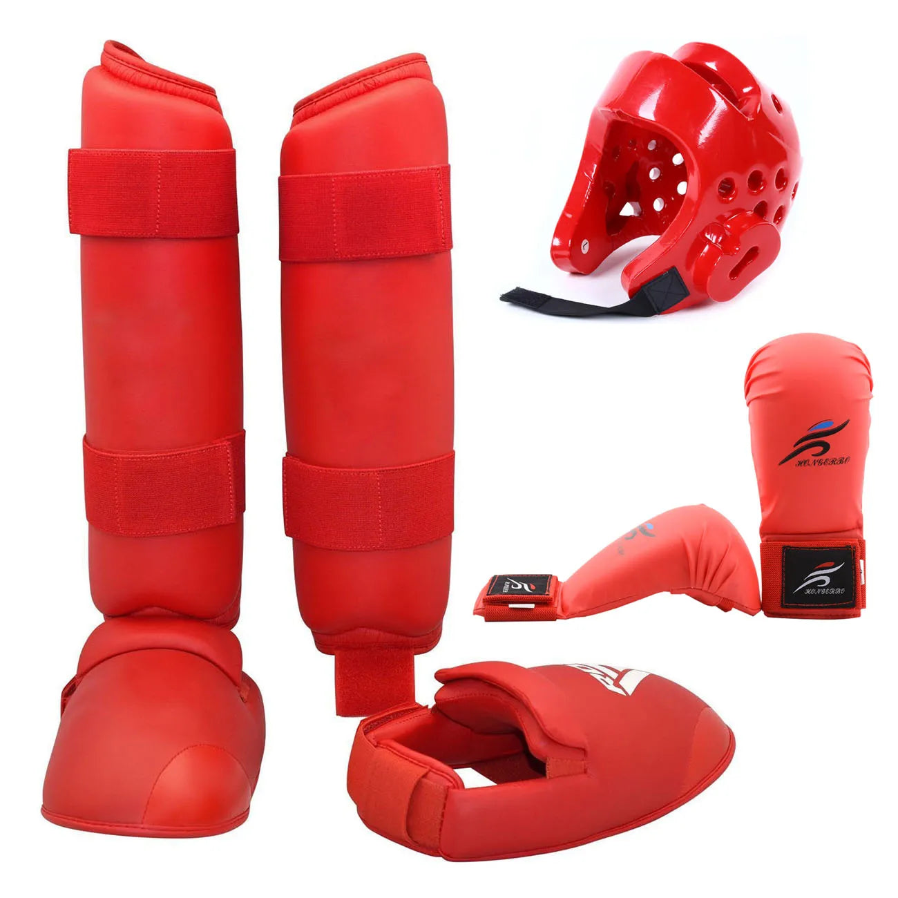Karate Gloves Taekwondo Dobok Sparring Gear Uniform Set Helmet Shin Guards Boxing Equipment MMA Team Chest Suit Body Protection