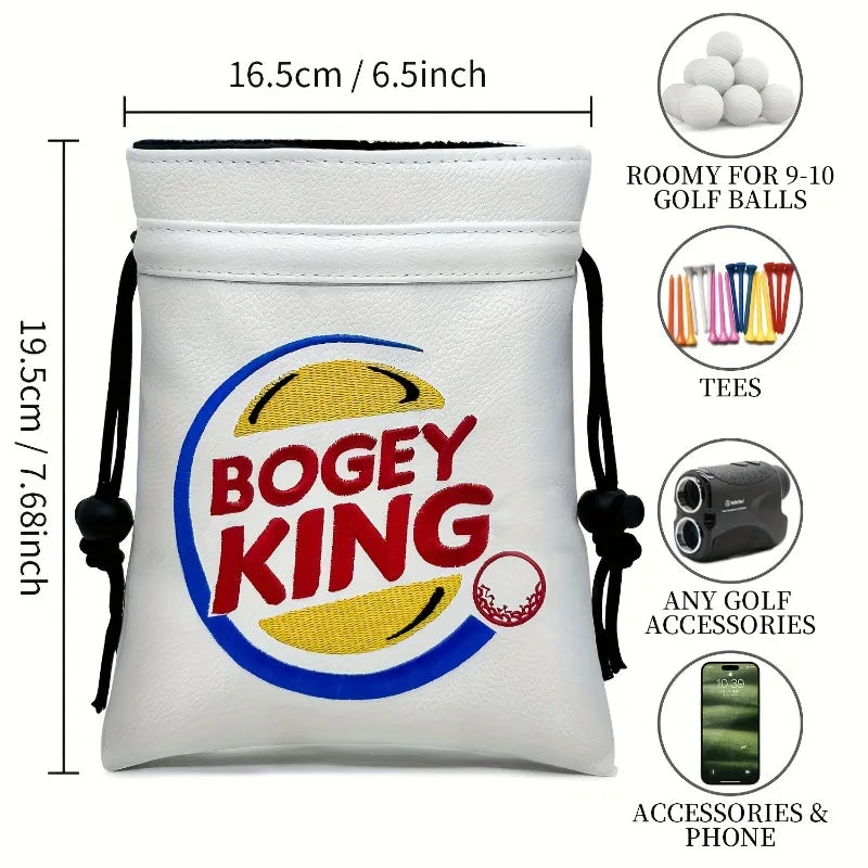 Fashionable golf valuable item white bag, golf bag with drawstring closure, golf handbag, portable golf bag