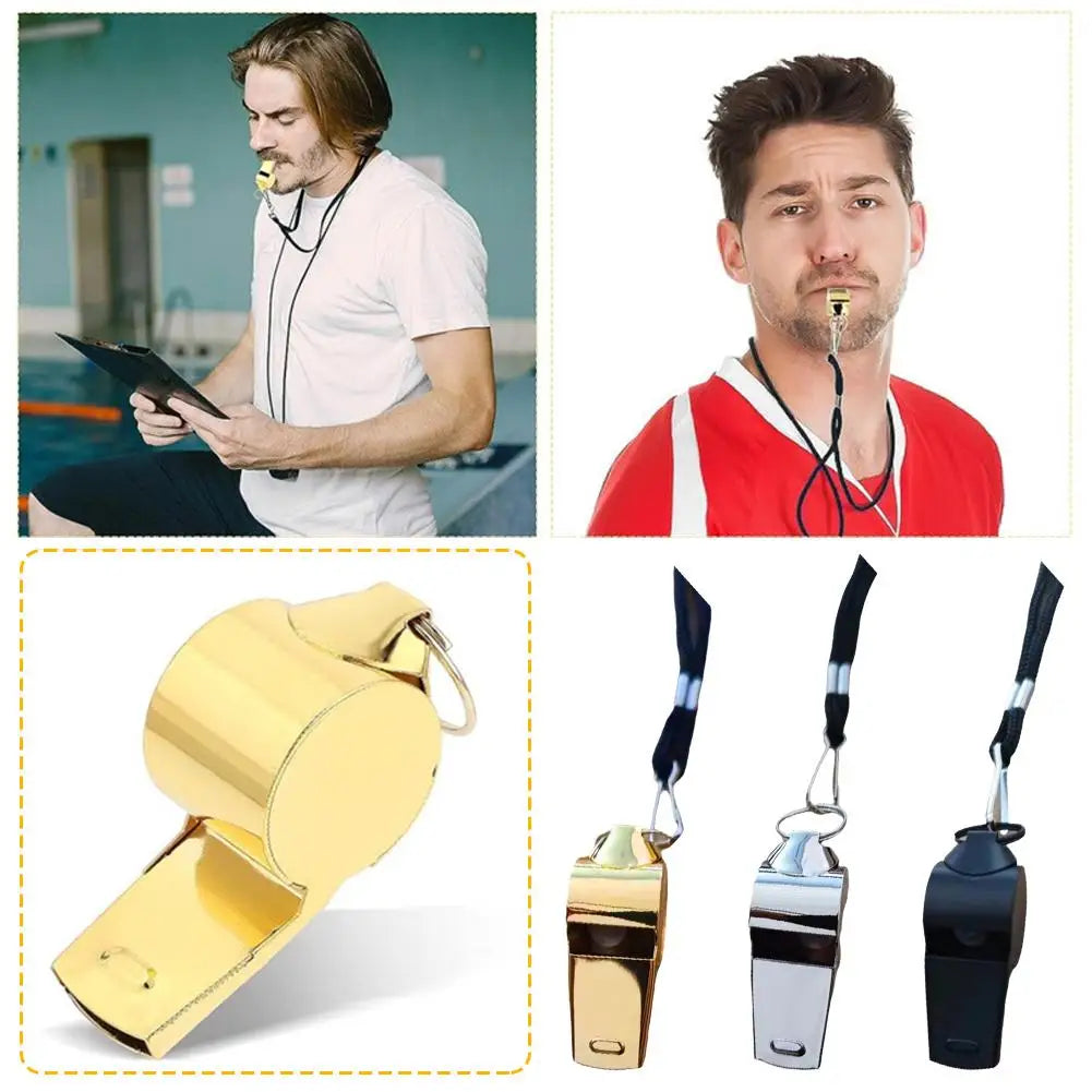 1PC Referee Whistles Metal Whistles Stainless Steel Metal Sports Whistles Sports Equipment With Lanyards Sports Referee Tools