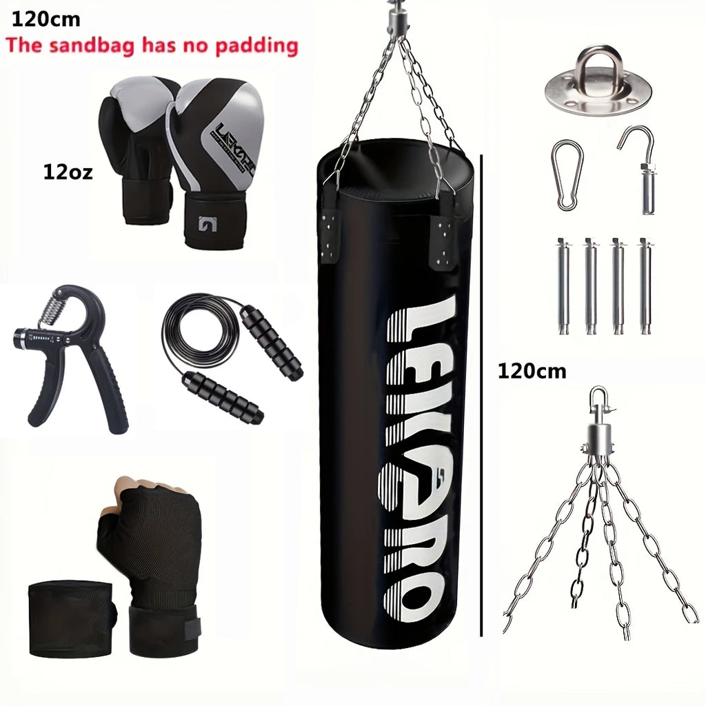 Heavy Duty Hanging Punching Bag (Unfilled) for Boxing, MMA, Kickboxing - Training Punching Bag with Gloves - Gift for Boxing Lov